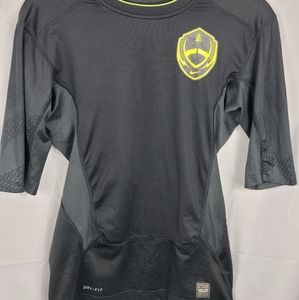 Nike pro combat dri-fit size L black and yellow.